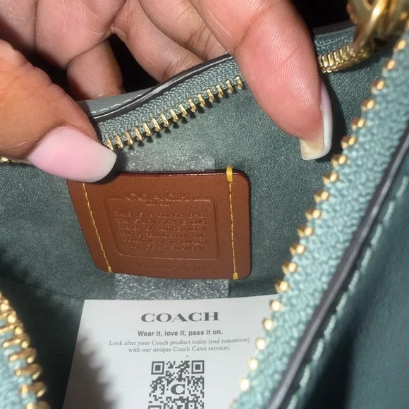 Coach Crescent Shoulder Bag in Sage - Picture 4 of 10